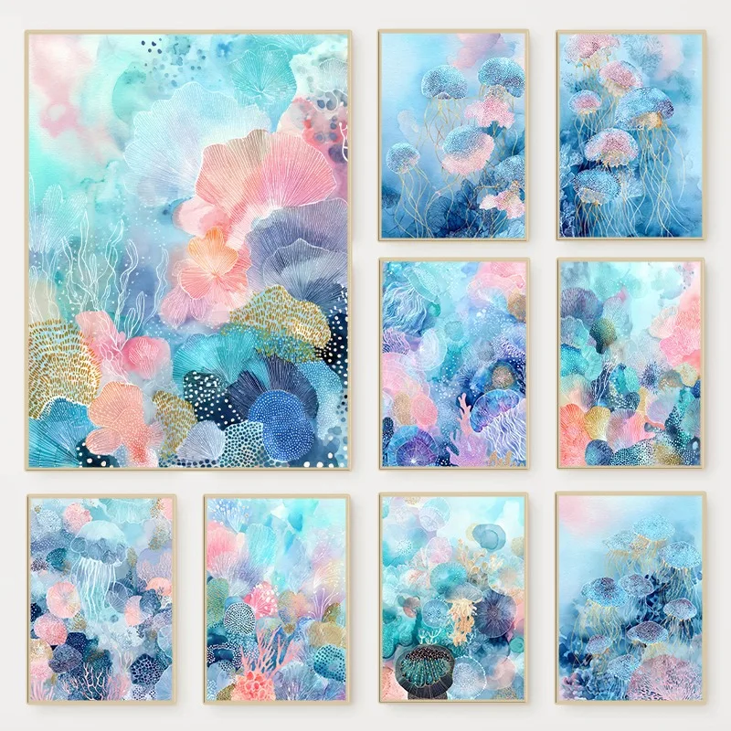 Abstract Watercolor Ocean Cora - Marine Coral ulasan dan harga